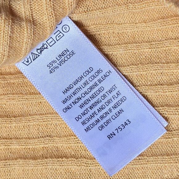 Christian Siriano Linen Blend Butter Yellow Button V-Neck Cardigan Size Medium - Picture 11 of 11